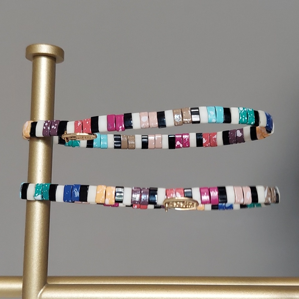 Anthropologie Serafina beaded chicklet bracelet, pair